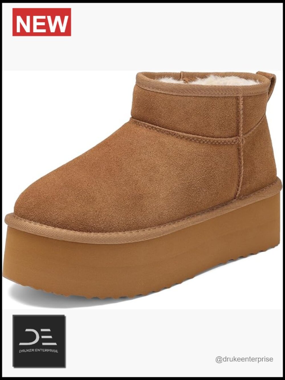 Genuine Suede Leather Platform Ankle Snow Boots Memory Foam Insole Water